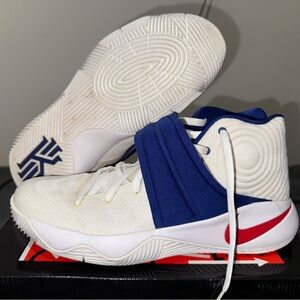 Nike White and Blue Sneakers with Midfoot Strap